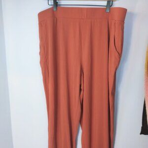 LISA RINNA Pull On Pants XL Knit Tapered Leg Easy Care High Rise Rust/Clay